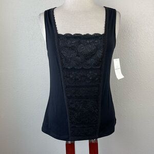 NWT Emma James Womens Black Lace Tank Top Size M